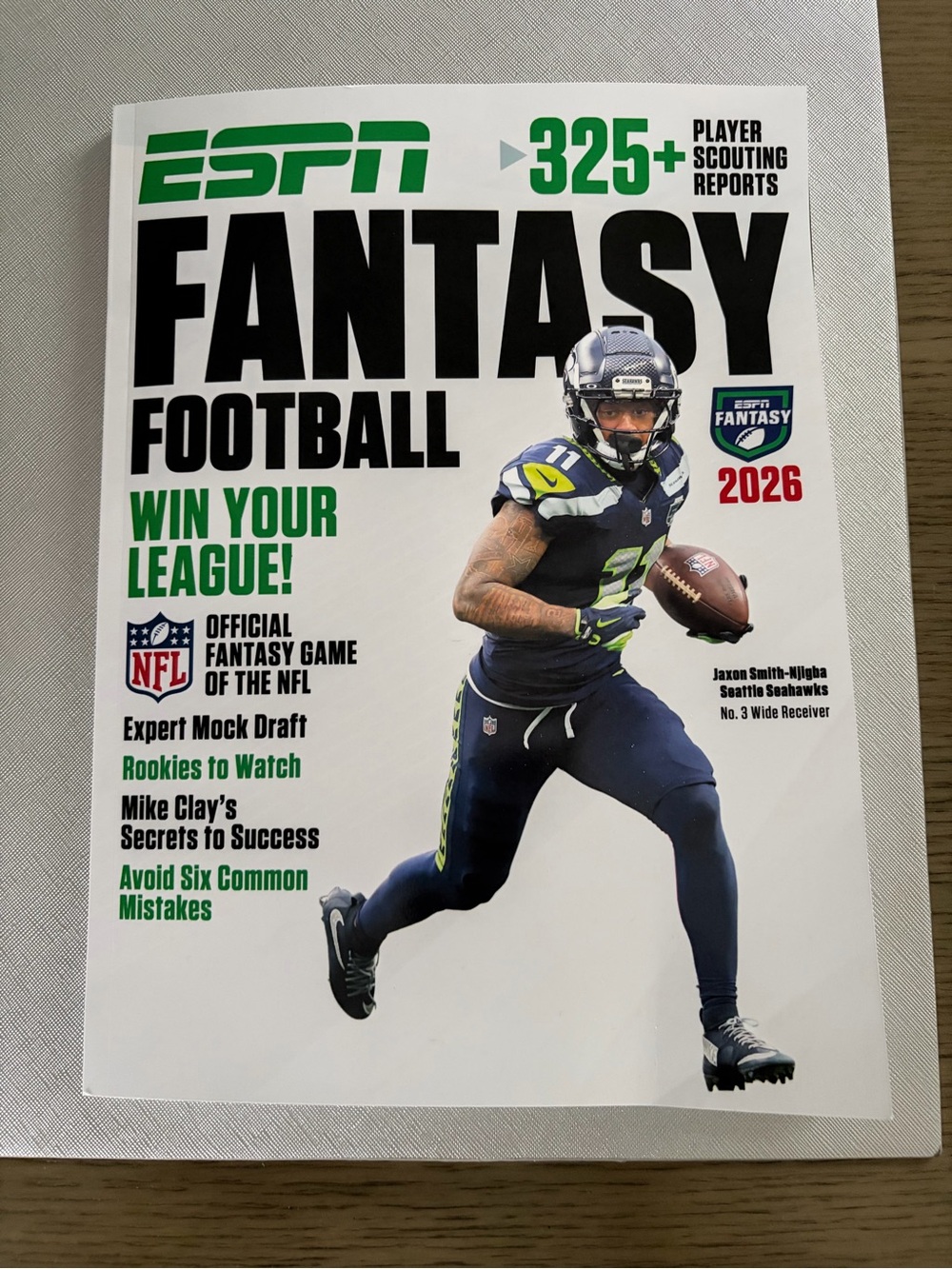 ESPN Fantasy Football 2026 Guide - White & Green Cover